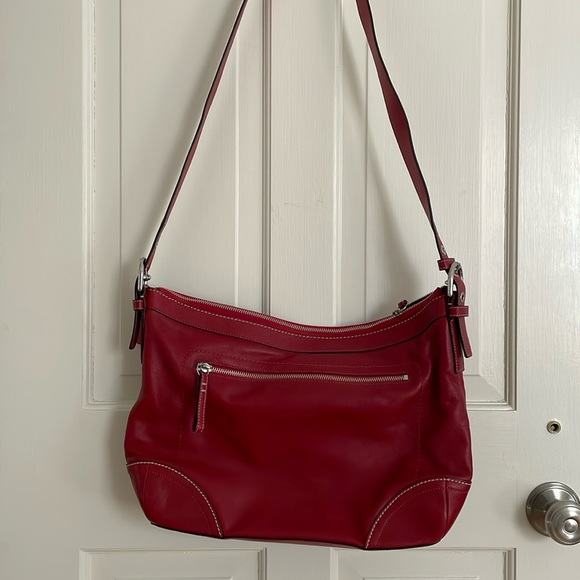 Coach Handbags - Coach Red Leather Carryall Tote Bag